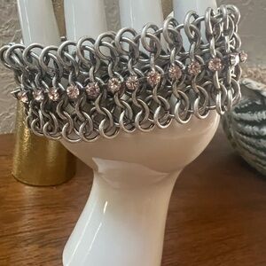 Elegant Silver and Peach Chrystal  Bracelet